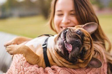 young woman participating in pet therapy