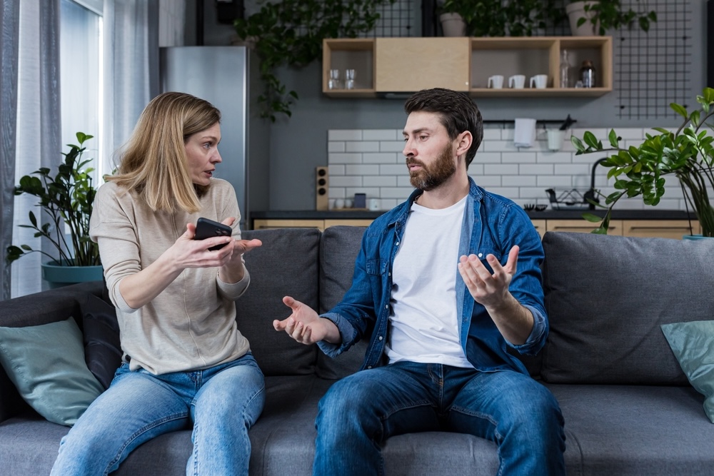 Wife confronts husband about secretive behavior